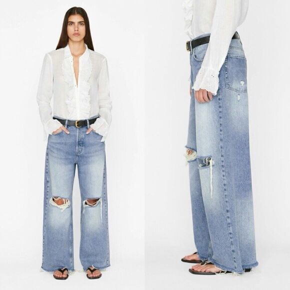 New FRAME Le Low Baggy Wide Legin River Women’s Size 31 - Picture 1 of 11